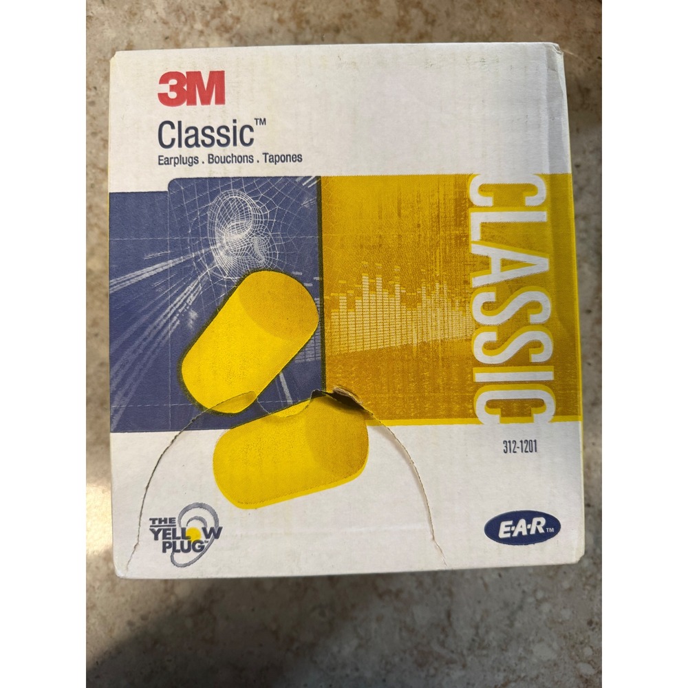 Earplugs 200 Pairs Classic Yellow NRR 29dB 312-1201 NEW 3M